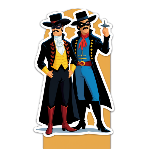 Sticker Humoristique de Zorro et Jean Dujardin