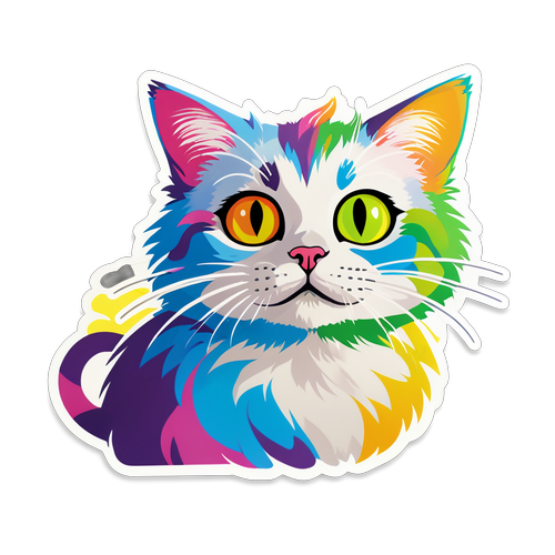 Verbluffende Doja Cat Sticker: Maak Je Creativiteit Vrij met Deze Regenboogkat!