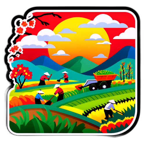 四季更迭的农田与丰收