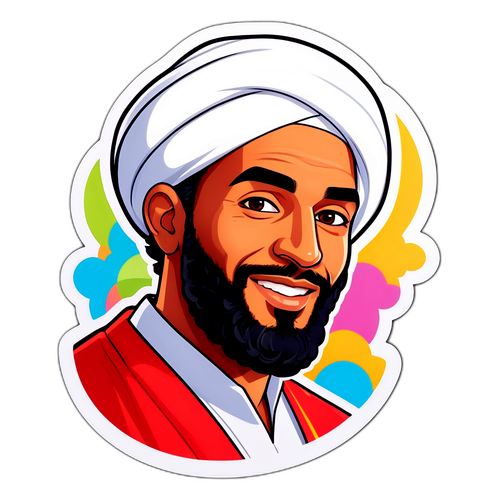 Autocollant de Mohamed Amra en style cartoon