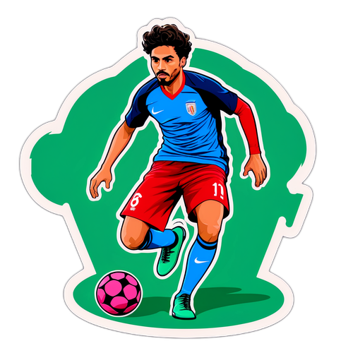 Adesivo de Diego Rosa driblando com a bola