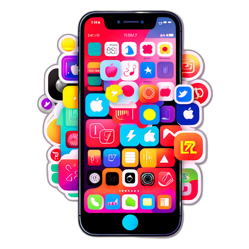 Nowoczesny iPhone 17 z kolorowymi aplikacjami