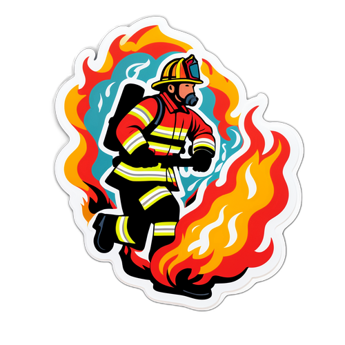 Firefighter Battling Blaze Sticker