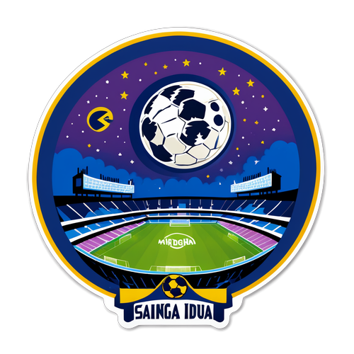 Diseño de la luna sobre Santiago Bernabéu, con la frase 'Noche de fútbol en Madrid'