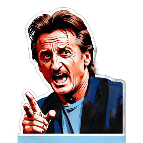 Sticker af Sean Penn i en filmoptagelse