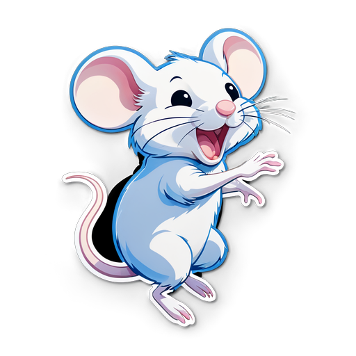 Jump for Joy! The Adorable White Mouse Sticker That Will Brighten Your Day!