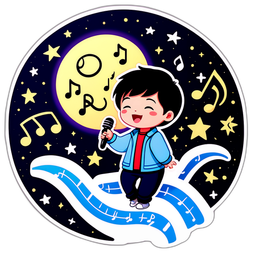 可愛的演唱插畫