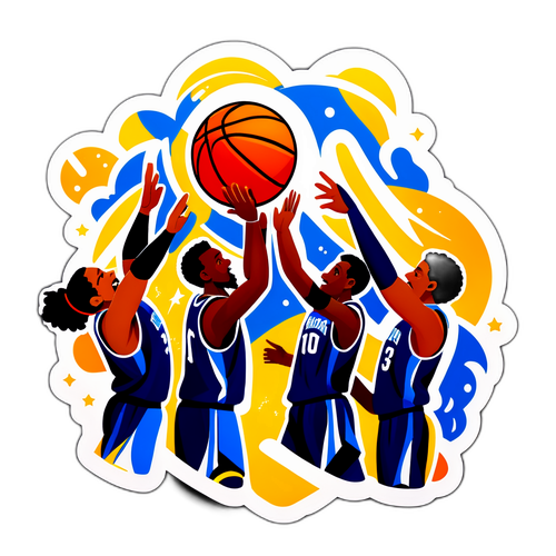 Sticker na Nagdiriwang ng Samahan ng Basketball Team