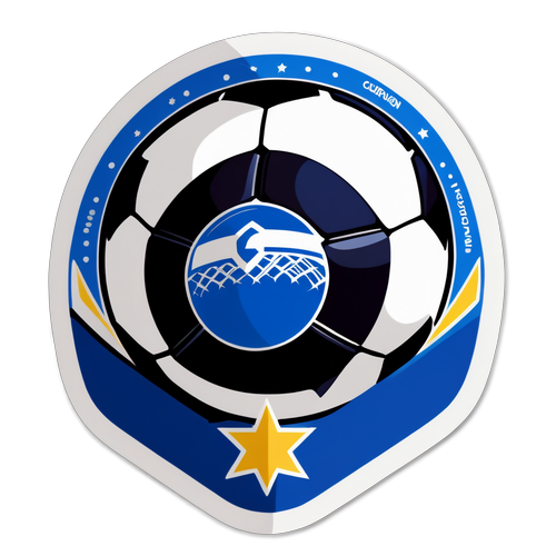 Sticker de balón de fútbol con emblemas de Cruzeiro y Unión