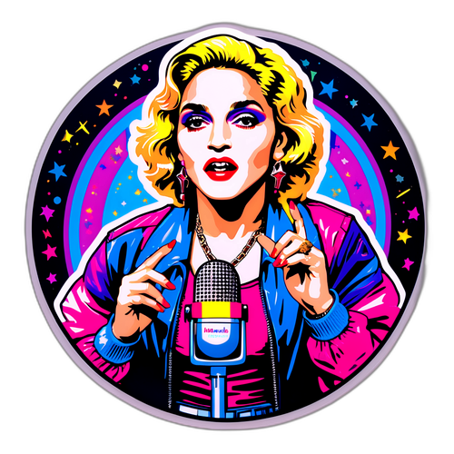 Vibrant Madonna Sticker i 80-tallsstil