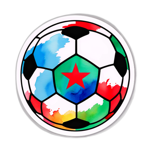 Ballon de football aquarelle aux couleurs de l'équipe marocaine