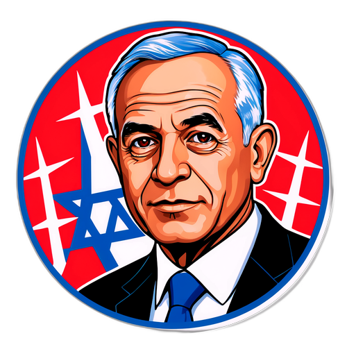 מדבקה עם יואז הנדל על רקע פוליטי מחמם