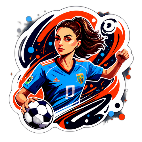 Портрет Ники Симонян с элементами графики и абстракции