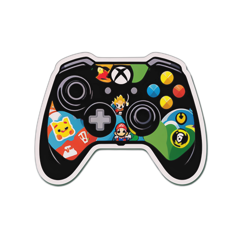 Contrôleur Xbox avec personnages de jeux vidéo emblématiques