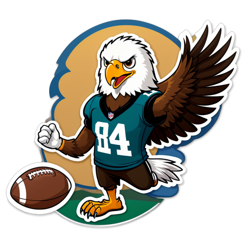 Kaakit-akit na Cartoon Eagle na may Football