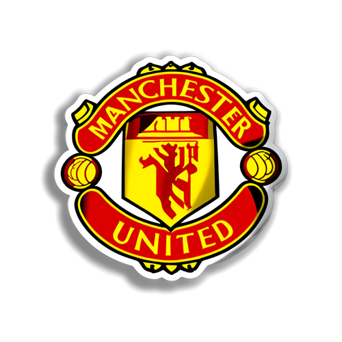 Sticker van Manchester United met het iconische beeld van Old Trafford