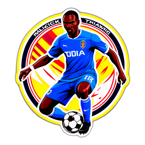 Pereka Malick Thiaw dalam Pose Defensif