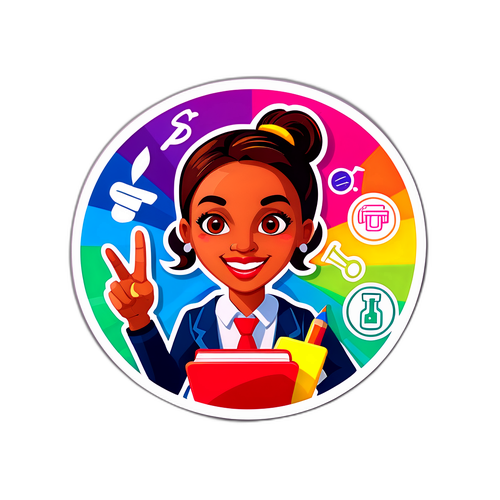 Farbenfroher Lehrer Aufkleber, der Lernen in einer kreativen Umgebung fördert