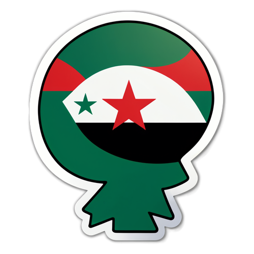 Sticker met de Syrische vlag en symbolen van hoop en onafhankelijkheid