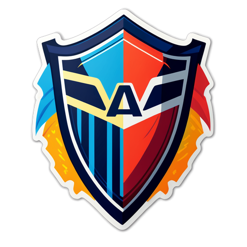 Desenho de um escudo estilizado do Athletico-PR com cores vibrantes