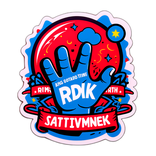 Дизайн наліпки зі слоганом RDK та елементами, що символізують активізм і молодіжний рух