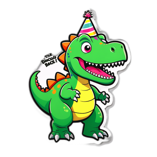 En rolig dinosaurie med partyhatt