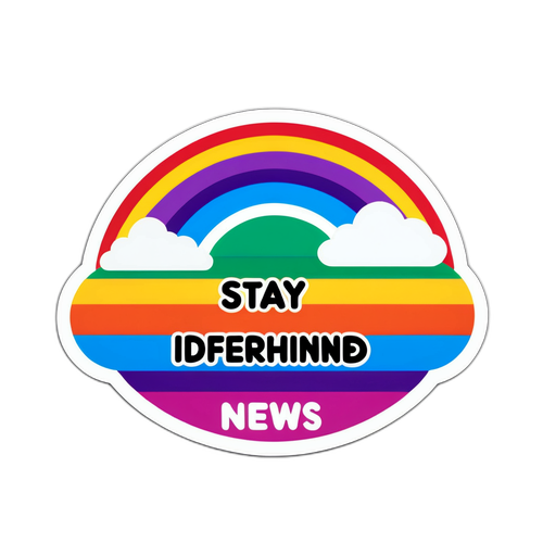 Наклейка с радужным фоном и слоганом "Будьте в курсе всего!"