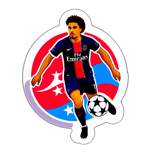 Autocolant cu jucător PSG driblând mingea