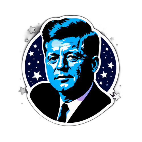 Silhueta Minimalista de John F. Kennedy com Estrelas
