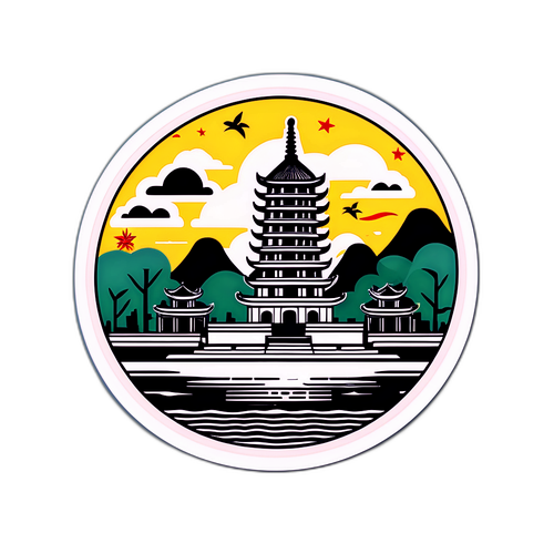 Sticker minimalist cu repere iconice vietnameze