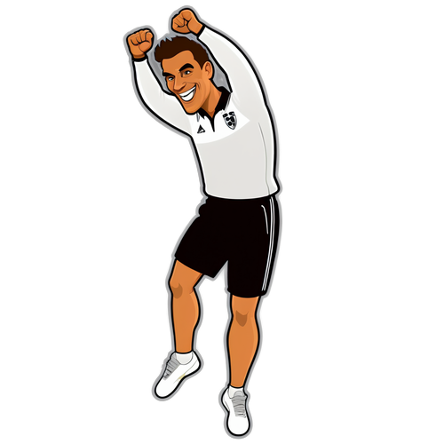 Sticker de Fulham con un jugador haciendo un movimiento acrobático divertido