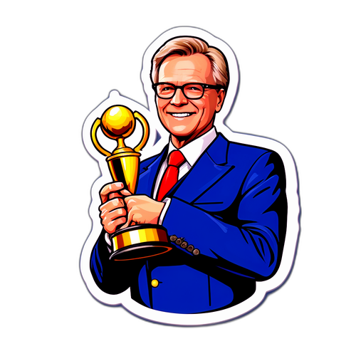 Stylischer Aufkleber von Günther Jauch mit einem kleinen Pokal