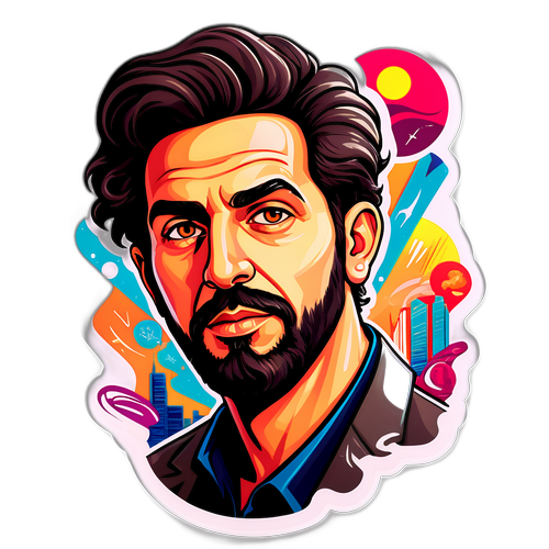 מדבקה עם איור מודרני של ניצן אלון