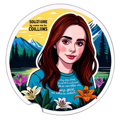 Przyjemna naklejka z Lily Collins w plenerze