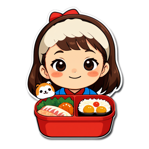 もえか星が笑顔で弁当を食べるシーン