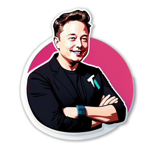 TikTok Logo mit Elon Musk Illustration