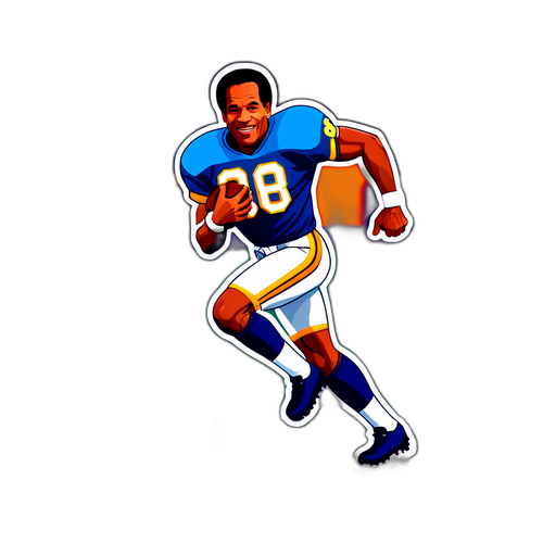 Autocollant illustratif d'OJ Simpson en action sur le terrain de football