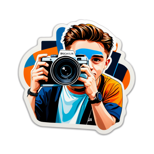 Stiker Brooklyn Beckham dengan Kamera Stylish