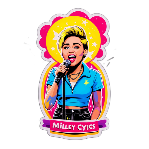 Whimsig sticker av Miley Cyrus på scen
