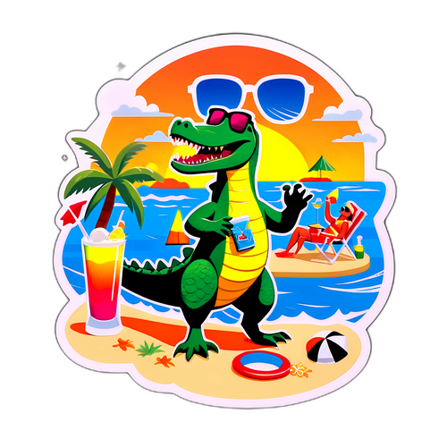 Alligator Alcatraz Beach Party Sticker