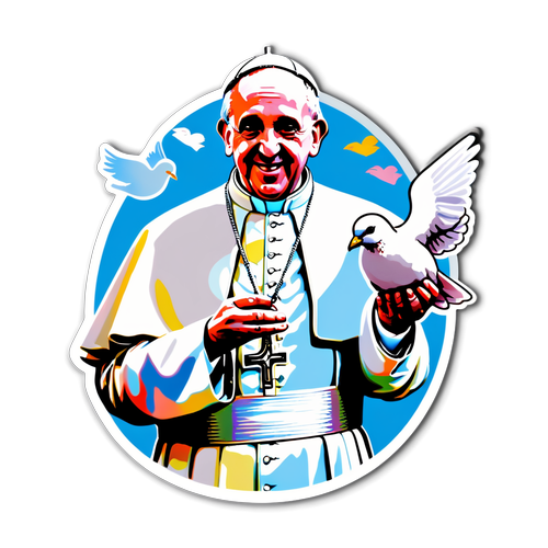 Peaceful Pope Francis with Dove Sticker