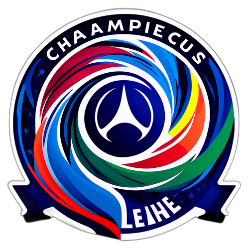 עיצוב אבסטרקטי של מגרש כדורגל בשילוב לוגו של ליגת האלופות