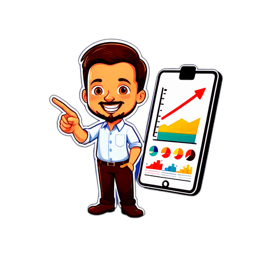 Герман Клименко с планшетом и графиком роста технологий