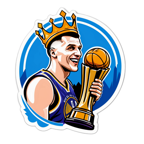 Minimalistic Sticker of Nikola Jokic with NBA Trophy