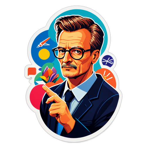 Sticker przedstawiający Przemysława Czarnka i różne aspekty edukacji