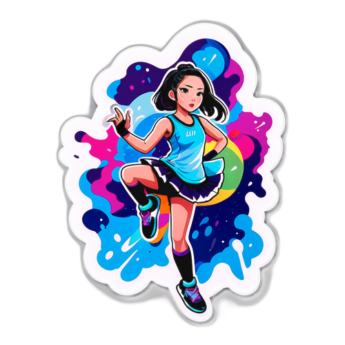 Ένα στυλάτο αυτοκόλλητο της Alysa Liu σε μέση απόδοση