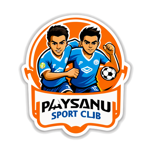 Adesivo do Paysandu Sport Club com logo estilizado e jogadores em ação