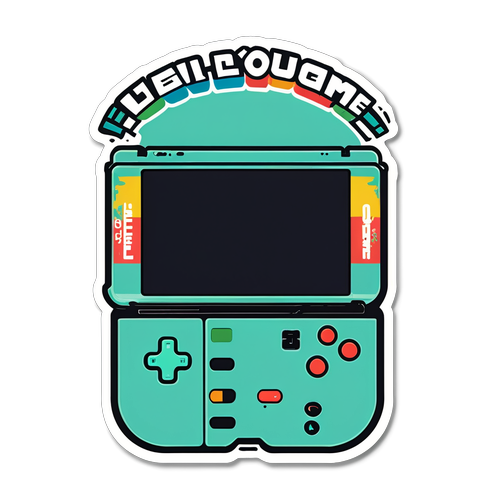 Sticker van een Nintendo Switch 2 met retro ontwerp