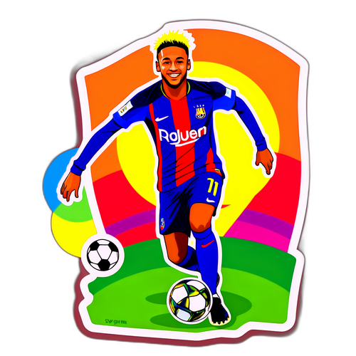 Autocolant cu Neymar dansând pe teren