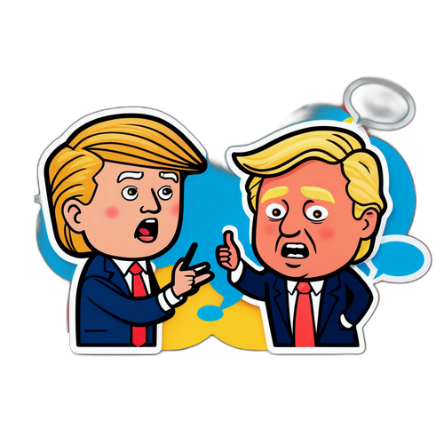 Polityczna naklejka z Trumpem i Clintonem w zabawnym stylu